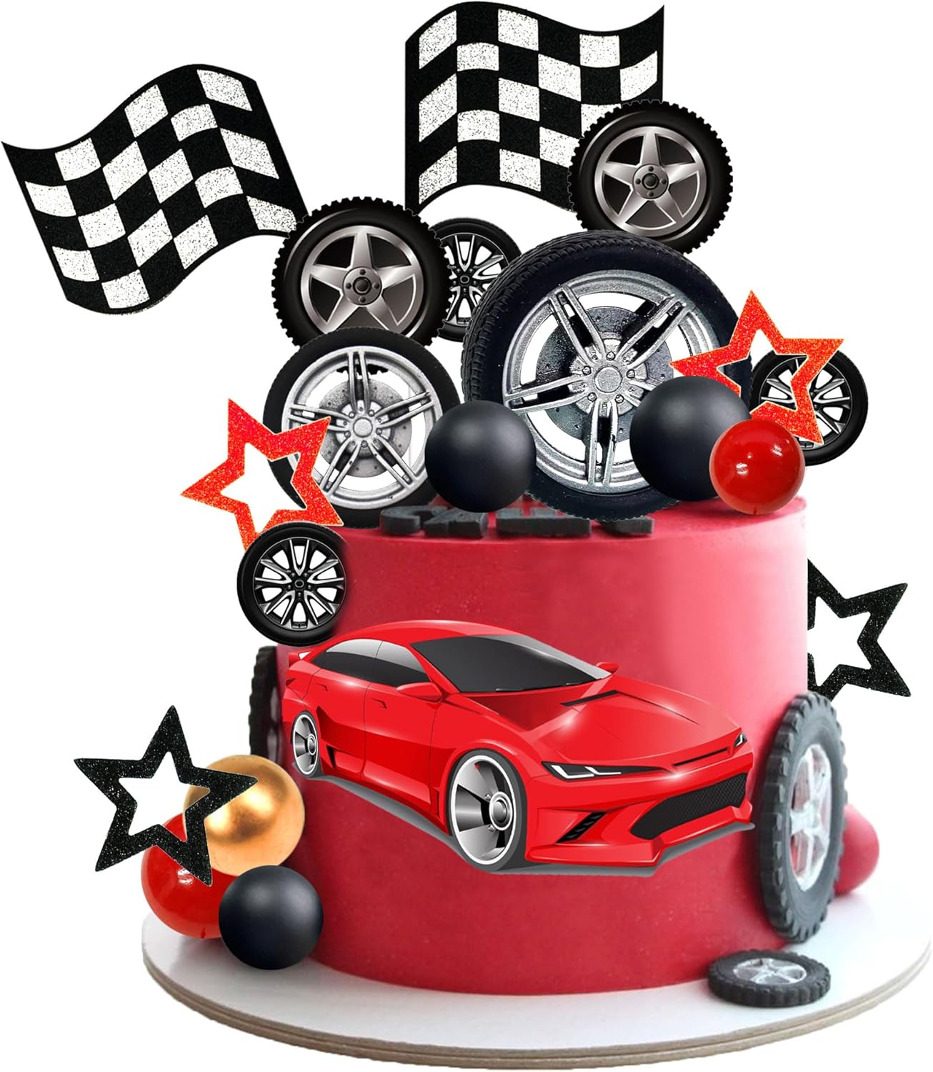 Lighting Mcqueen Birthday Decor - 27 pièces roue de course gâteau