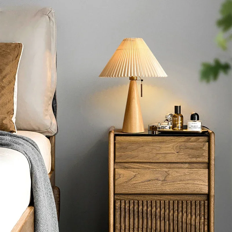 Lighting Decor Bedroom - Lampe de table plissée rétro, style