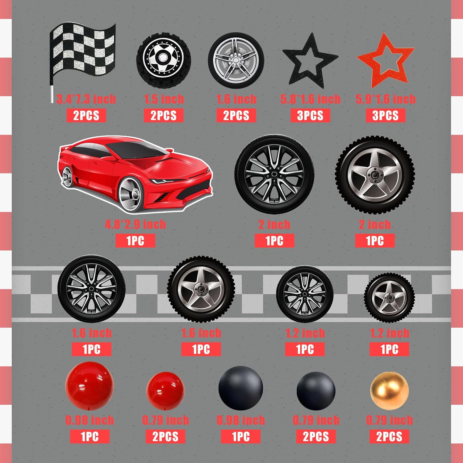 27 pièces roue de course gâtea - Lighting Mcqueen Birthday Decor avis et prix
