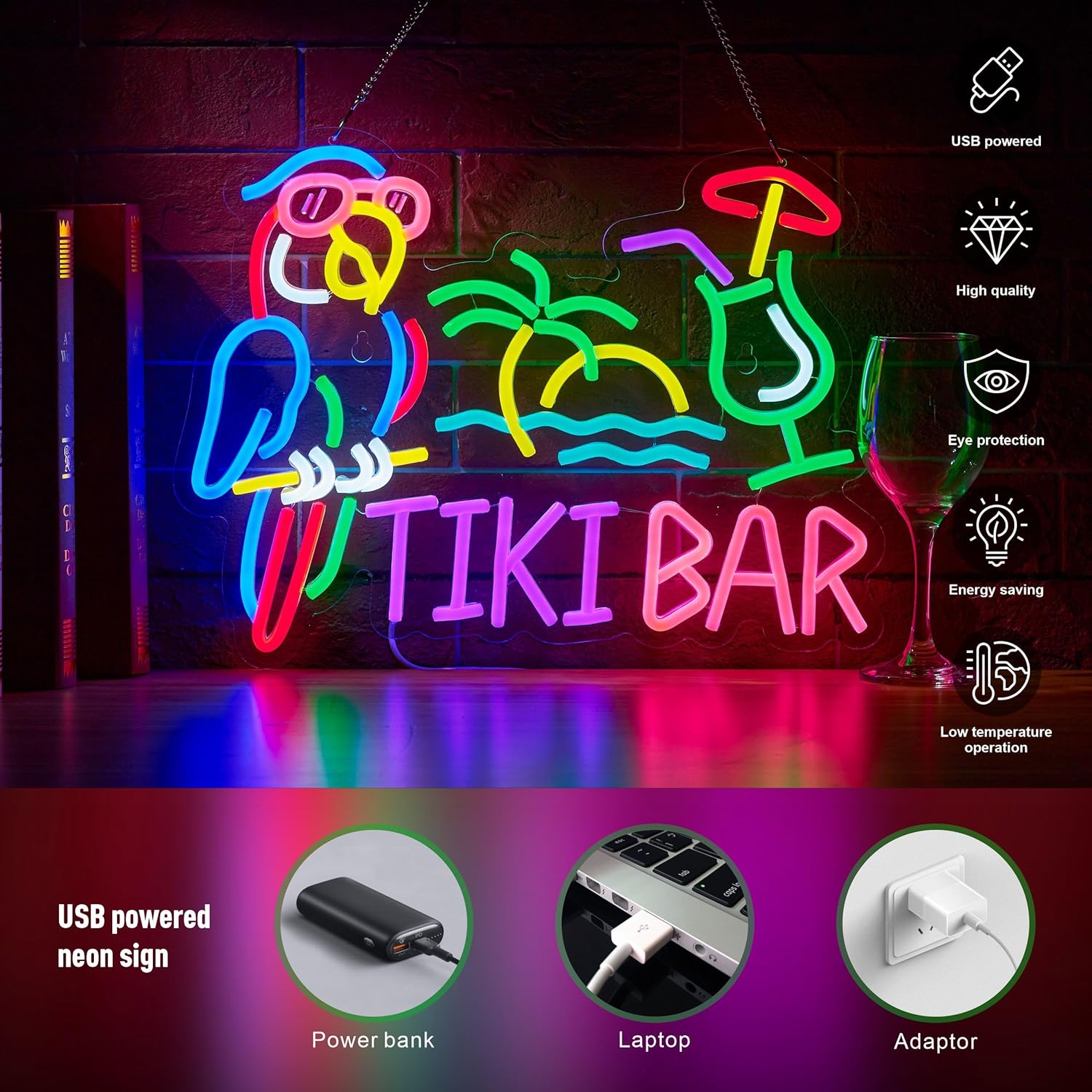 Enseigne néon LED USB Tiki Bar - Lighting Tree Decor avis et prix