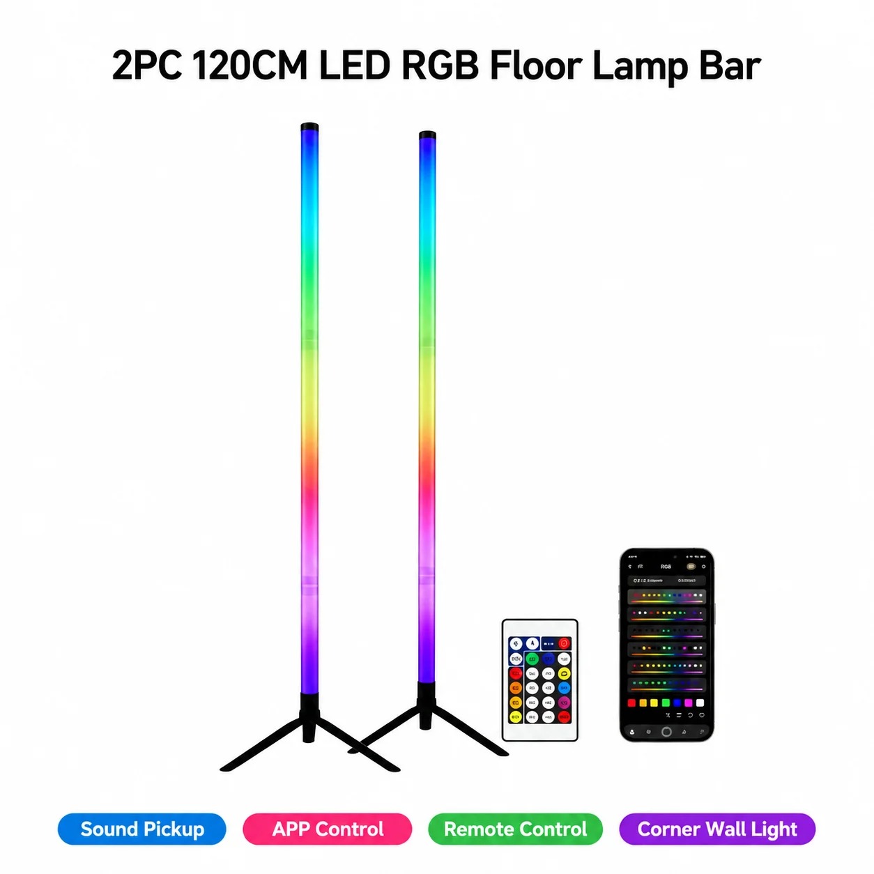 Lot de 2 lampes de sol RGB de  - Lighting Decor For Room avis et prix